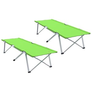 vidaXL Lit de camping pliant 2 Pièces Vert 194 x 62 5 x 42 5 cm