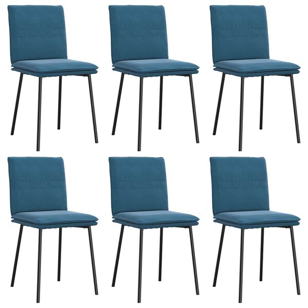 vidaXL Chaises à manger lot de 6 bleu velours
