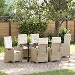 vidaXL Ensemble de salle à manger pour jardin 7 Pièces Beige polyrotin