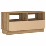 vidaXL Meuble TV avec lumières LED chêne artisanal bois d'ingénierie
