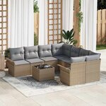 vidaXL Ensemble de canapé de jardin 9 Pièces Beige  Gris 55 x 55 x 37 cm