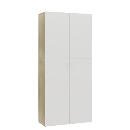 vidaXL Armoire à chaussures Blanc et chêne sonoma 80x35 5x180 cm