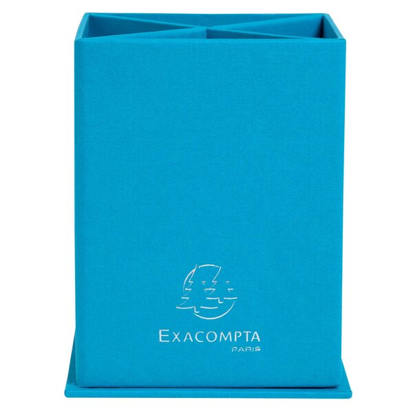 Pot À Crayons Carré 4 Compartiments Carton Teksto - Turquoise - Exacompta