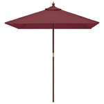 vidaXL Parasol de jardin avec mât en bois rouge bordeaux 198x198x231cm
