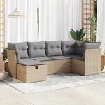 vidaXL Salon de jardin avec coussins 6 Pièces beige résine tressée