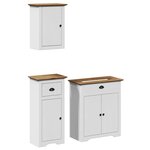 vidaXL Meubles de salle de bain 3Pièces BODO blanc marron bois pin massif