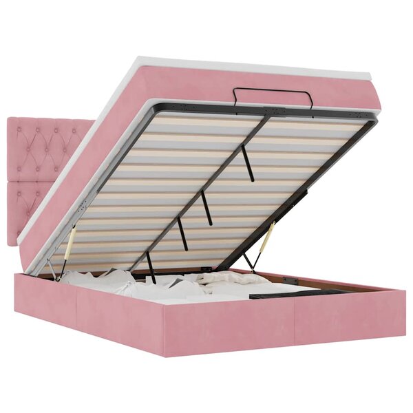 VidaXL Cadre de lit ottoman avec matelas rose 140x200 cm velours