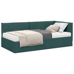 vidaXL Cadre de lit d'angle avec matelas 2 pc Vert foncé 90 x 190 cm