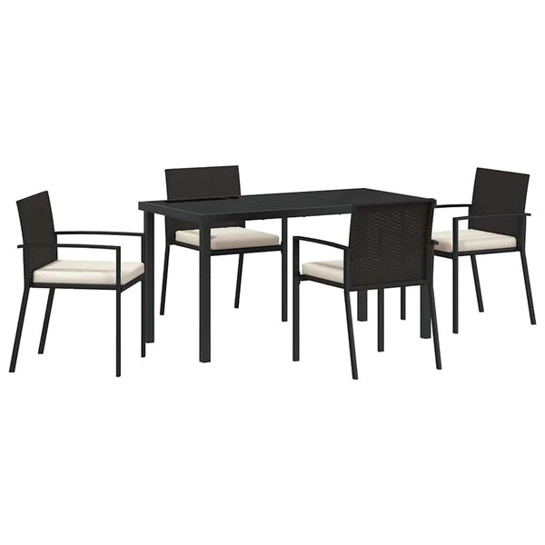 vidaXL Ensemble de salle à manger pour jardin 5 Pièces Noir Poly rotin