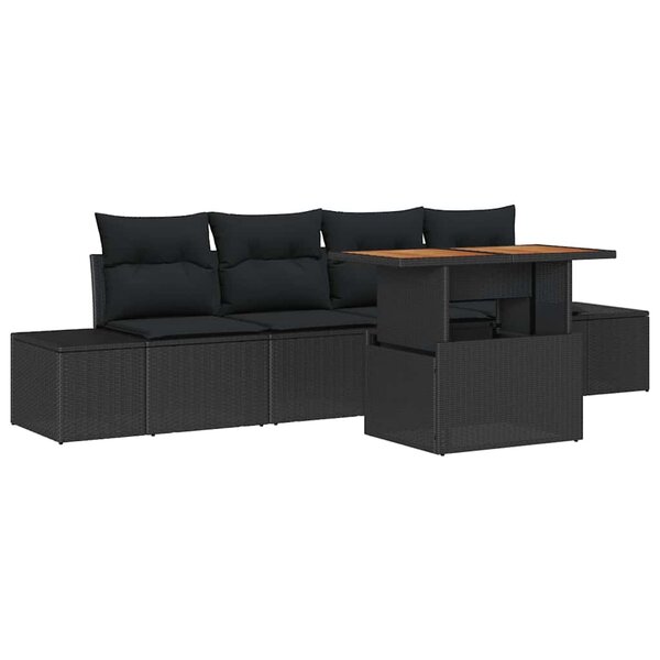 vidaXL Ensemble de salle à manger pour jardin 5 Pièces Noir et Marron