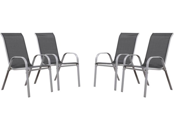 Fauteuil jardin Textilène "Cordoba" - Phoenix - Gris foncé/Argenté - Lot de 4