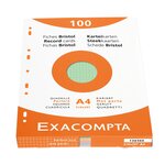 Étui de 100 fiches bristol quadrillé 5x5 perforé 210x297mm Couleurs assorties EXACOMPTA