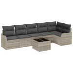 vidaXL Ensemble de canapé de jardin 7 Pièces Gris clair Poly rotin
