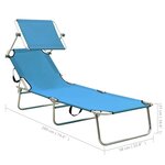 vidaXL Chaise longue pliable avec auvent acier turquoise et bleu