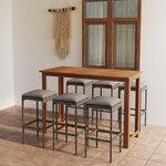 vidaXL Ensemble de bar de jardin avec coussins 7 Pièces Gris