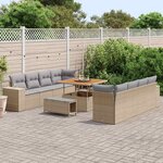 vidaXL Ensemble de canapé de jardin 11 Pièces Beige polyrotin