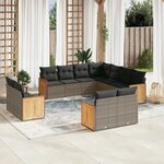 vidaXL Salon de jardin 11 Pièces avec coussins gris résine tressée