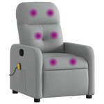vidaXL Fauteuil inclinable de massage gris clair tissu