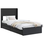 vidaXL Cadre de lit avec rangement et tête de lit Noir 75 x 190 cm