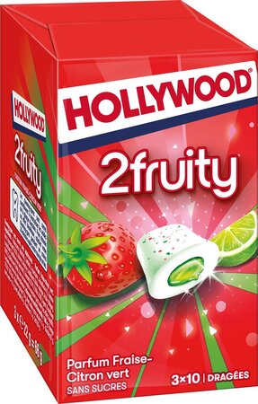 Hollywood Chewing-gum fraise citron vert s/sucres