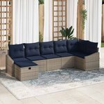 vidaXL Ensemble de canapé de jardin 7 Pièces Gris 55 x 62 x 69 cm