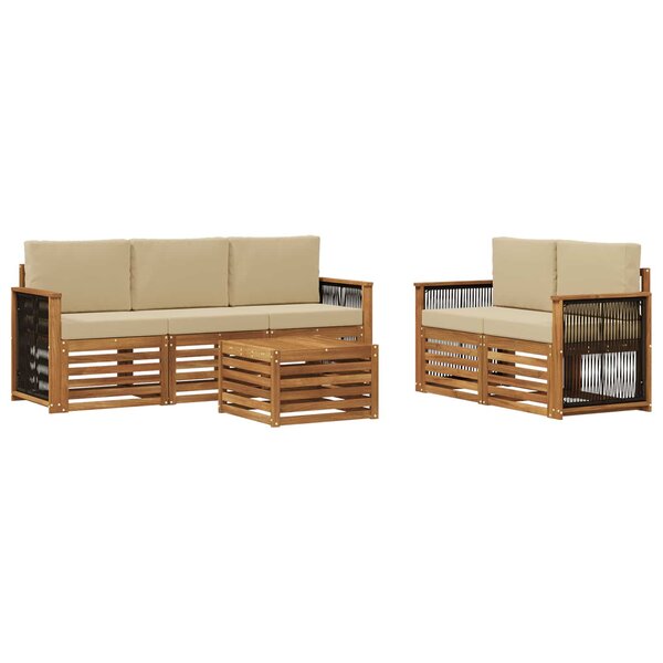 vidaXL Ensemble de canapés d'extérieur 6 pc Naturel et Beige