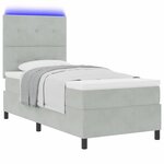 vidaXL Lit à ressort LED avec matelas Gris clair 90 x 190 cm tissu