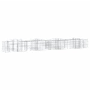 vidaXL Lit surélevé à gabions arqué 400x50x50 cm Fer galvanisé