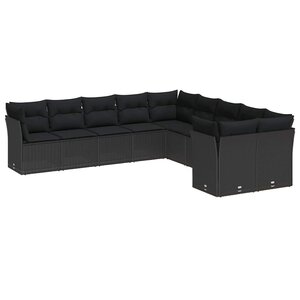 vidaXL Ensemble de canapé de jardin avec coussin 13 Pièces Noir
