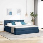 vidaXL Lit avec rangement et LED avec matelas Bleu 180 x 200 cm tissu