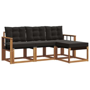vidaXL Ensemble de canapés d'extérieur 4 pc Naturel et Noir