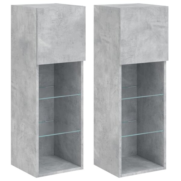 vidaXL Meubles TV avec lumières LED 2 Pièces gris béton 30 5x30x90 cm