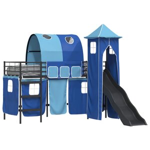 vidaXL Lit mezzanine pour enfants Noir et Bleu 74 5 x 190 cm Métал