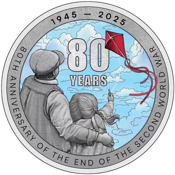 Pièce de monnaie en Argent 1 Dollar g 31.1 (1 oz) Millésime 2025 END OF WORLD WAR II