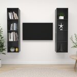 vidaXL Meubles TV muraux 2 Pièces Gris brillant Bois d'ingénierie