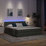 vidaXL Lit avec rangement et LED Gris foncé 180 x 200 cm Polyester