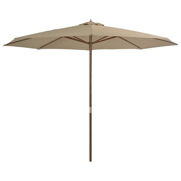 vidaXL Parasol d'extérieur avec mât en bois 350 cm Taupe