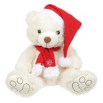 Peluche Ours de Noël - 38 cm - blanc