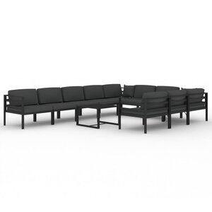 Salon de jardin meuble d'extérieur ensemble de mobilier 11 pièces avec coussins aluminium anthracite 02_0015284