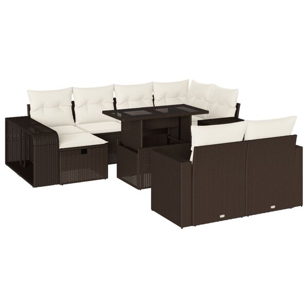 vidaXL Salon de jardin et coussins 11 Pièces marron résine tressée