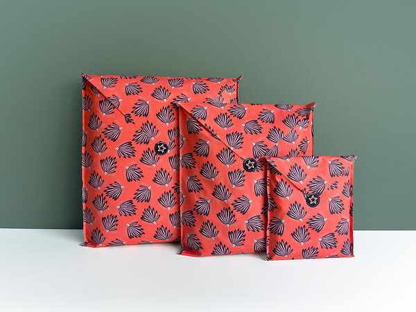 Trio pochettes cadeaux réutilisables Orange Nancy