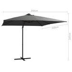 vidaXL Parasol déporté avec LED et mât en acier 250x250 cm Anthracite