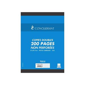 Etui 50 Copies doubles non perforées A4 petit carreaux 5x5 70g 200 pages CONQUÉRANT