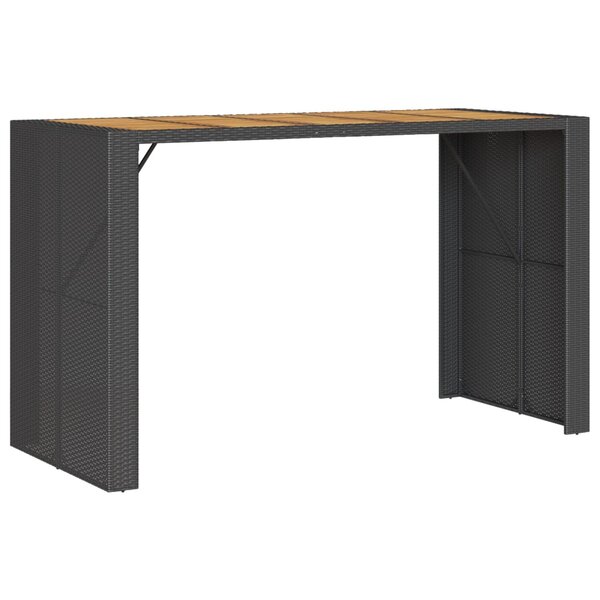 vidaXL Table de jardin et dessus en bois d'acacia noir résine tressée