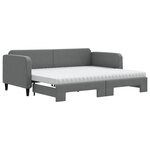 vidaXL Lit de jour avec gigogne et matelas gris foncé 90x200 cm tissu