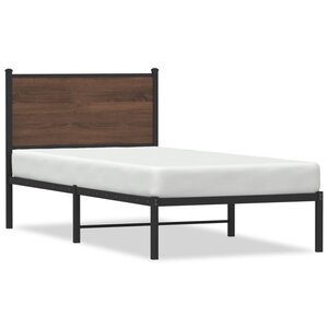 vidaXL Cadre de lit en métal sans matelas chêne marron 90x200 cm