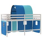 vidaXL Lit mezzanine enfants avec tunnel sans matelas bleu 90x200 cm