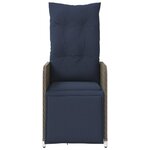 vidaXL Lot de 2 chaises de jardin inclinables avec coussins en résine tressée grise