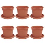 vidaXL Pots de plantes 6 Pièces Rouge brique Ø 12 5 x 10 cm Plastique