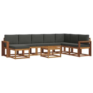 vidaXL Ensemble de canapés d'extérieur 9 pc Naturel et Anthracite